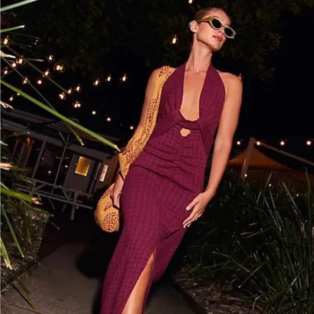 FREE PEOPLE ENDLESS SUMMER Sz S NYA MAXI DRESS IN WILD GARNET